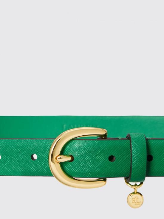 26SS 랄프 로렌 로고 참 레더 벨트 412802952 054 Green - RALPH LAUREN