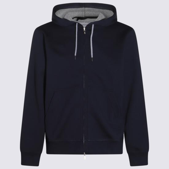 26FW 브루넬로 쿠치넬리 더블 페이스 스웨트 집업 후디 MM8319069G C1265 Navy