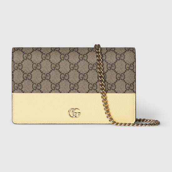 26SS 구찌 GG 마몬트 월렛 온 체인 497985AAFXM 7642 Beige
