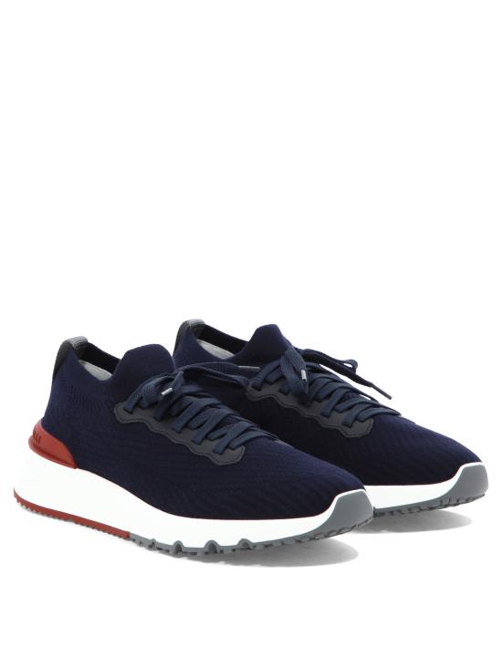 26FW 브루넬로 쿠치넬리 코튼 니트 세미 폴리쉬드 카프스킨 러너 MZUPMBO252CP307 X Blue - BRUNELLO CUCINELLI