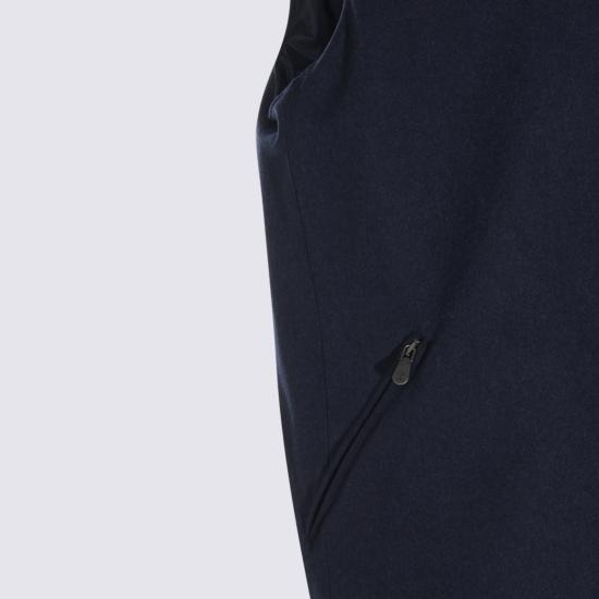 26FW 브루넬로 쿠치넬리 본디드 울 플란넬 디테처블 후드 다운 베스트 MM4701775 CQJ36 Navy - BRUNELLO CUCINELLI