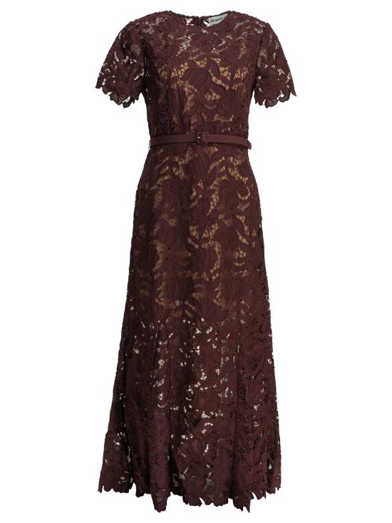 26FW 셀프 포트레이트 롱 원피스 PF26 107M BUBURGUNDY Bordeaux