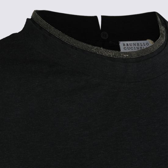 26FW 브루넬로 쿠치넬리 콘트라스트 트림 코튼 티셔츠 M0T18BD200 C055 PIOMBO - BRUNELLO CUCINELLI