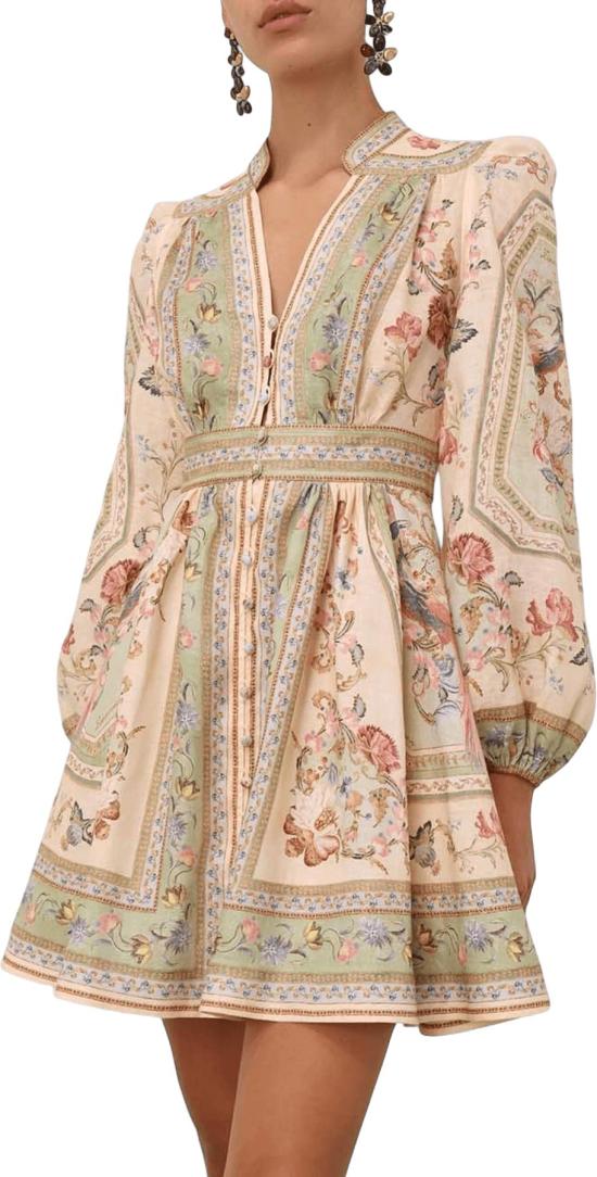 26FW 짐머만 미디 원피스 ZIMMERMANN0932DSS264SATFROSELIGHTPLUNGEMINIDRESSGREENDESSIN WHITE - ZIMMERMANN