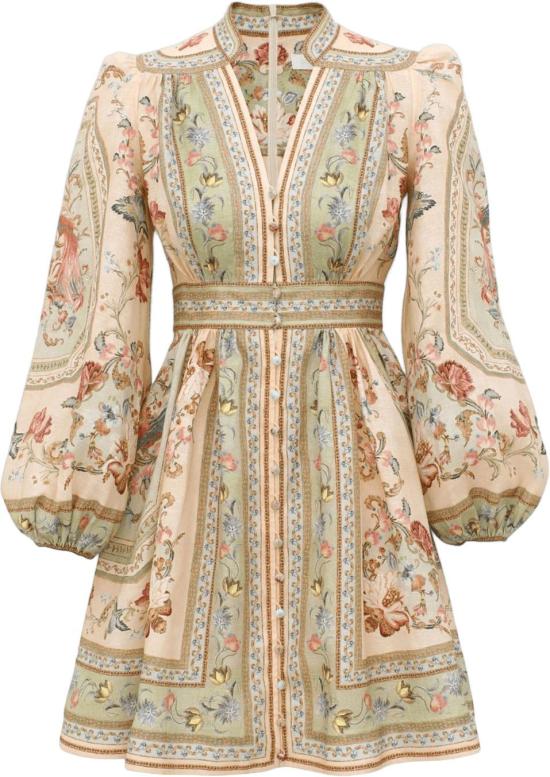26FW 짐머만 미디 원피스 ZIMMERMANN0932DSS264SATFROSELIGHTPLUNGEMINIDRESSGREENDESSIN WHITE