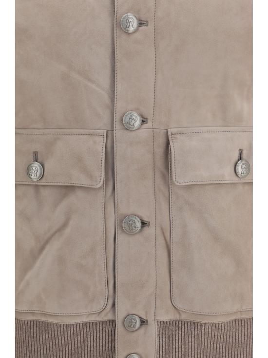 26FW 브루넬로 쿠치넬리 레더 봄버 자켓 MPCLF1955 CVF33 BEIGE - BRUNELLO CUCINELLI