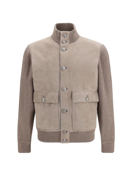 26FW 브루넬로 쿠치넬리 레더 봄버 자켓 MPCLF1955 CVF33 BEIGE
