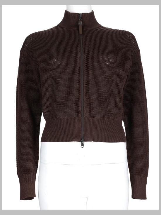 26SS 브루넬로 쿠치넬리 스파클링 텍스처 가디건 MST263336 CPA14 BROWN