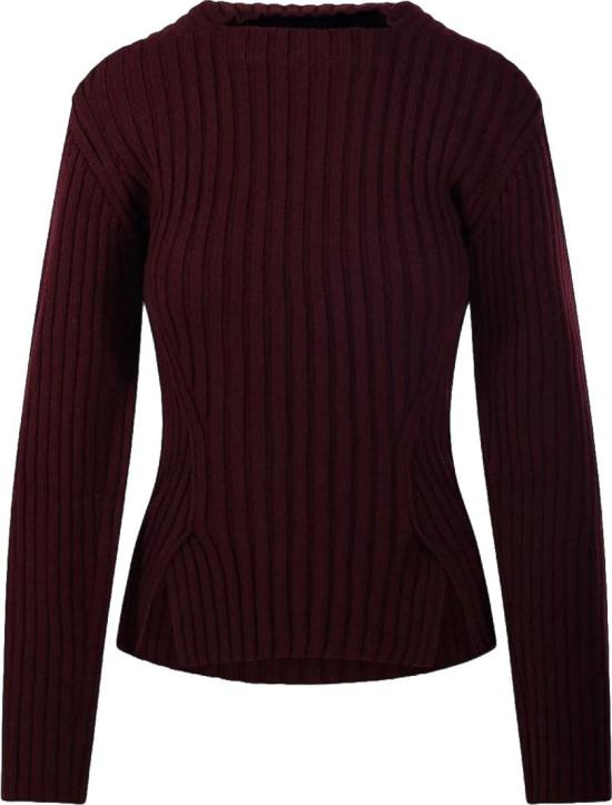 26FW 빅토리아 베컴 스웨터 VICTORIABECKHAM1326KJU007314A9887RIBJUMPERCREWNECKSKNITWEARBURGUNDY MAROON