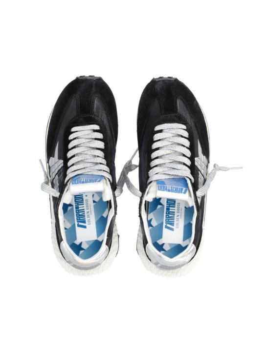 26FW 골든구스 나일론 어퍼 실버 스타 마라톤 스니커즈 GWF00684F00567590179 Black - GOLDEN GOOSE