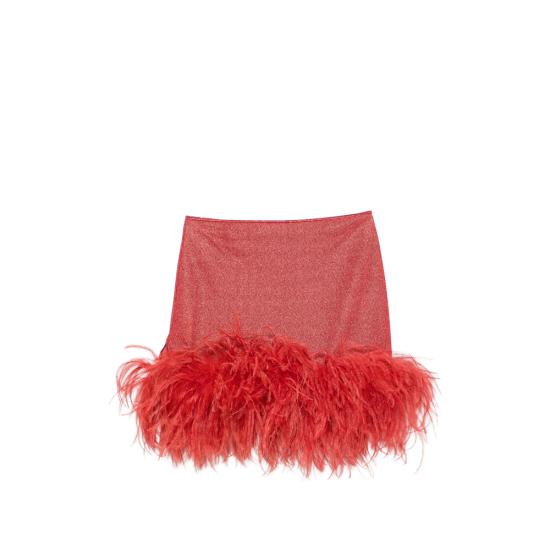 26FW 오세리 숏 스커트 LSDS261 LUREX PLUM CORAL RED