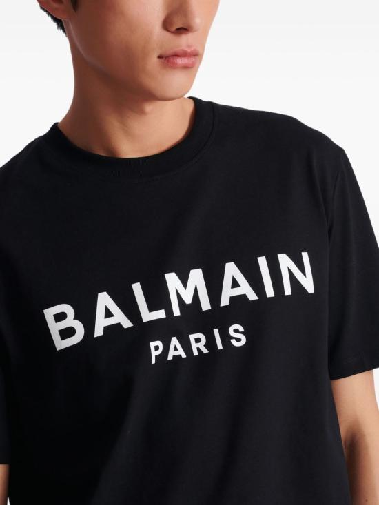 26FW 발망 반팔 티셔츠 GH1EG000BD45 EAB Black white - BALMAIN