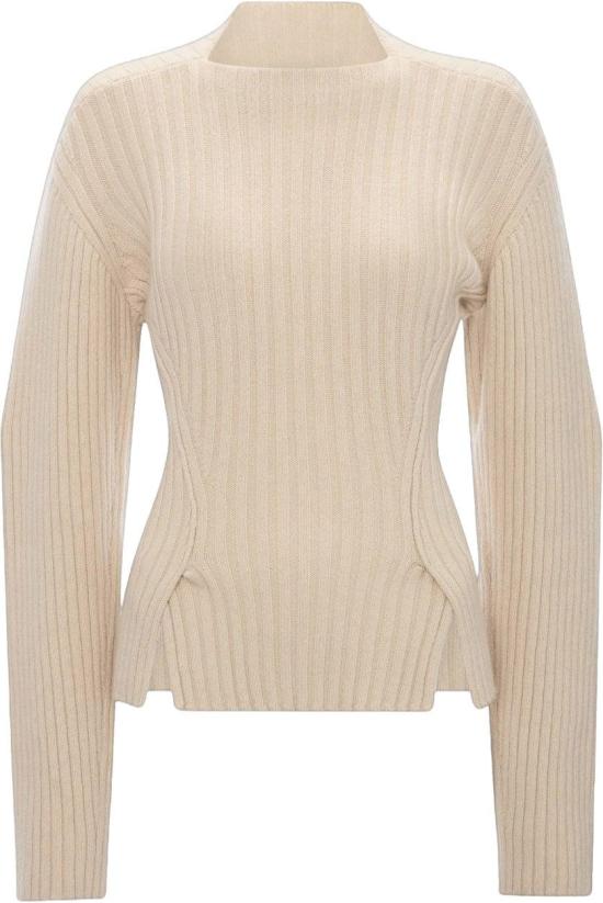 26FW 빅토리아 베컴 터틀넥 VICTORIABECKHAM1326KJU007314A9893RIBJUMPERCREWNECKSKNITWEARLIGHTBEIGE WHITE