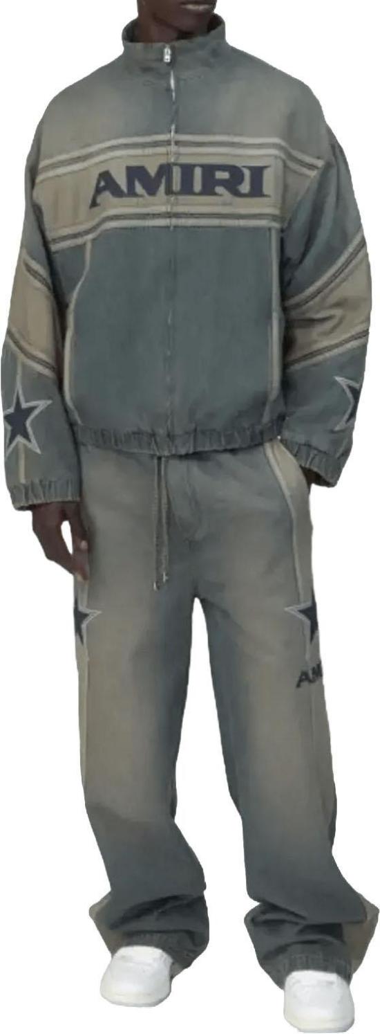 26SS 아미리 트레이닝 웨어 AMIRISPORTDENIMTRACKPANTWORNSLATE BLUE - AMIRI
