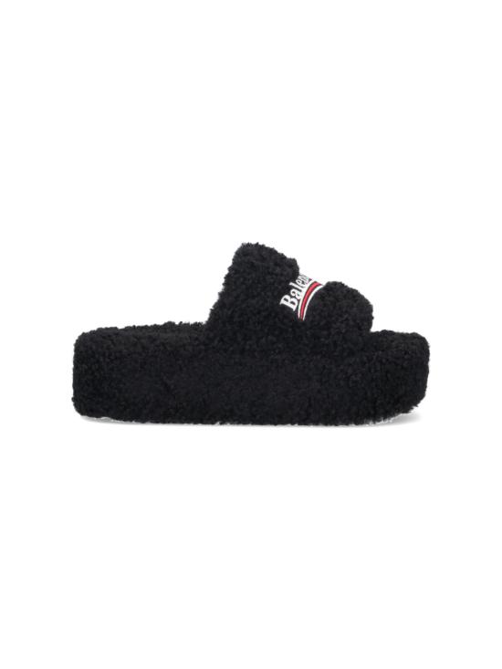 26FW 발렌시아가 퍼리 플랫폼 슬라이더 762826 W14C2 1096 Black