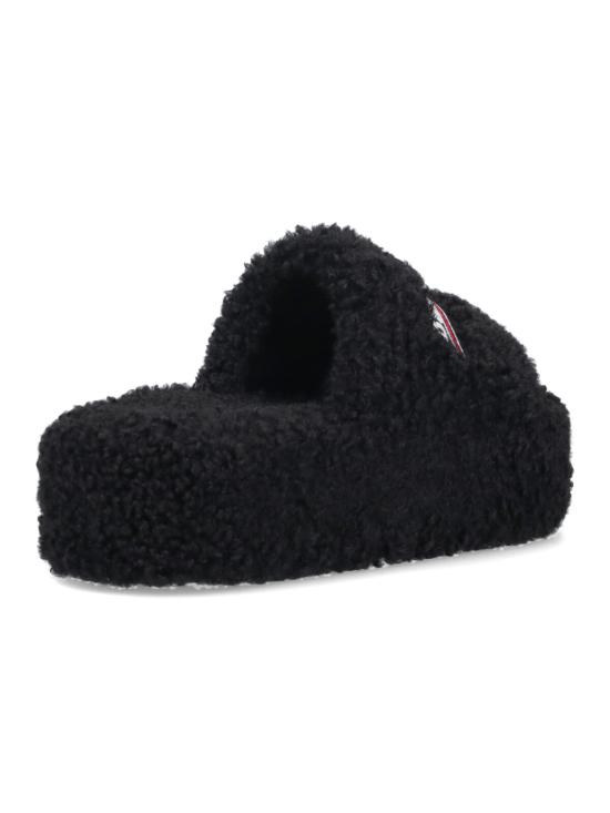 26FW 발렌시아가 퍼리 플랫폼 슬라이더 762826 W14C2 1096 Black - BALENCIAGA
