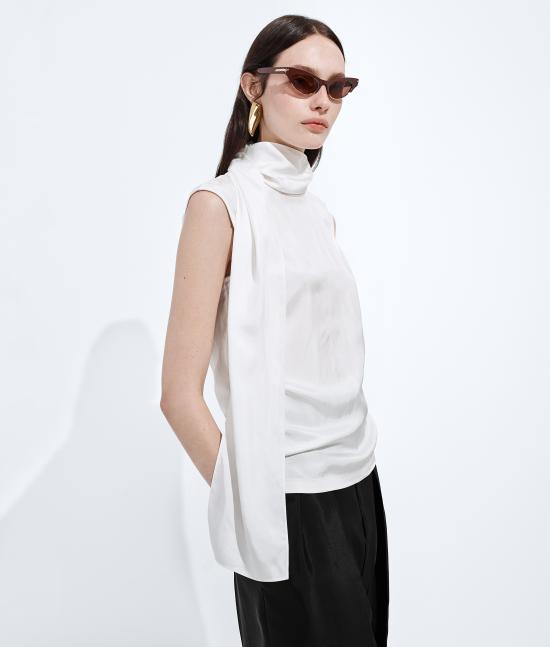 26SS 보테가베네타 블라우스 871259V6KR0 9000 Bianco - BOTTEGA VENETA