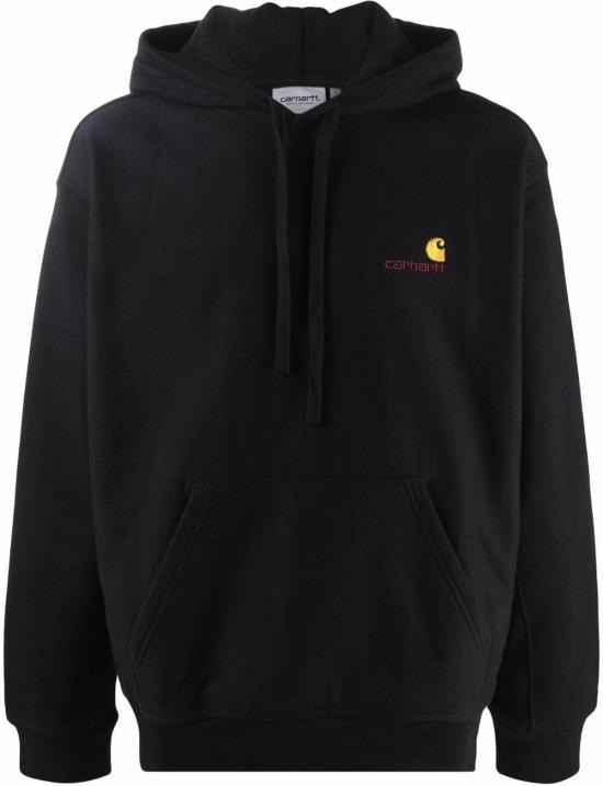 26FW 칼하트 후드 아메리칸 스크립트 스웨트셔츠 I02827989XX BLACK