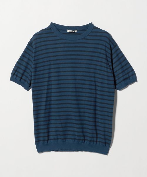 26SS 오라리 반팔 티셔츠 A26ST02SB BLUE NAVY STRIPE DOM
