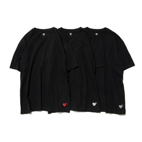 26SS 휴먼메이드 하트 로고 코튼 티셔츠 HM00CS001 BLACK DOM