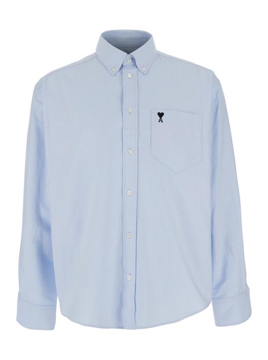 26FW 아미 스몰 하트 로고 박시 자수 셔츠 HSH822CO0031450 Light blue