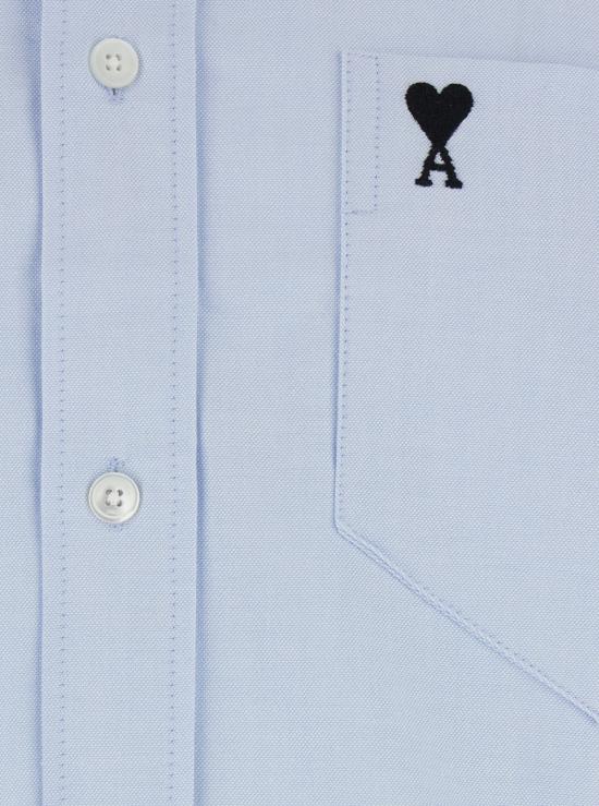 26FW 아미 스몰 하트 로고 박시 자수 셔츠 HSH822CO0031450 Light blue - AMI