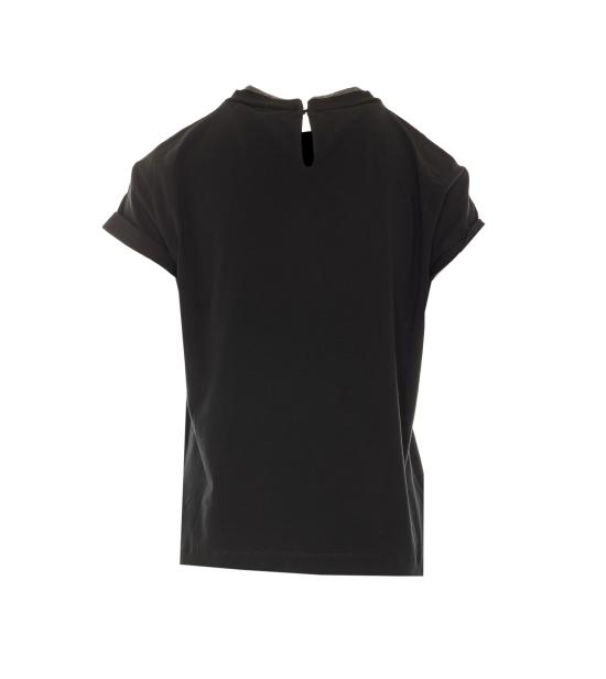 26FW 브루넬로 쿠치넬리 콘트라스트 트림 코튼 티셔츠 M0T18BD200 C101 Black - BRUNELLO CUCINELLI