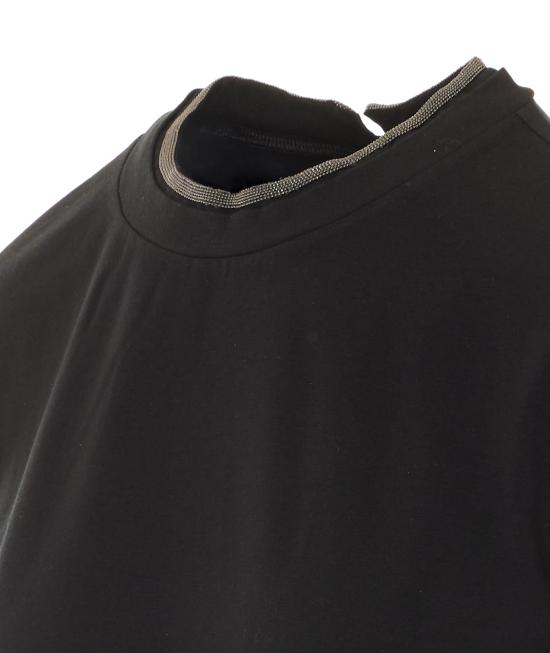 26FW 브루넬로 쿠치넬리 콘트라스트 트림 코튼 티셔츠 M0T18BD200 C101 Black - BRUNELLO CUCINELLI