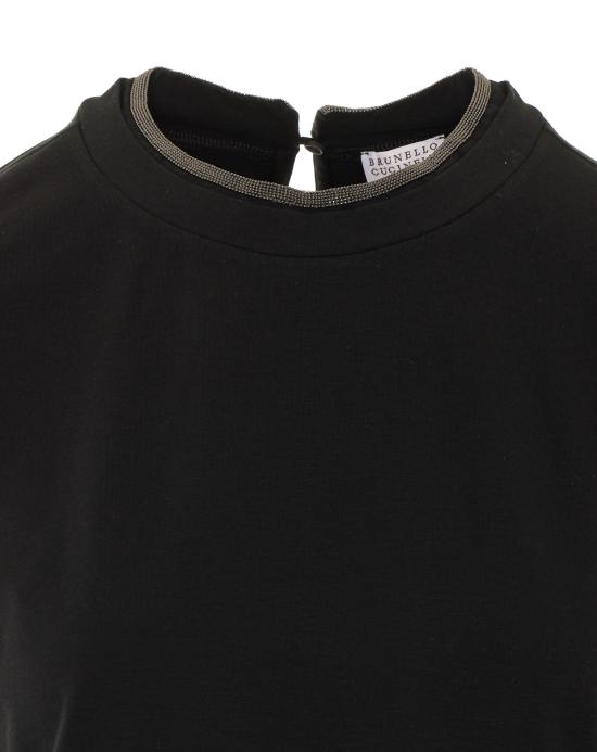 26FW 브루넬로 쿠치넬리 콘트라스트 트림 코튼 티셔츠 M0T18BD200 C101 Black - BRUNELLO CUCINELLI