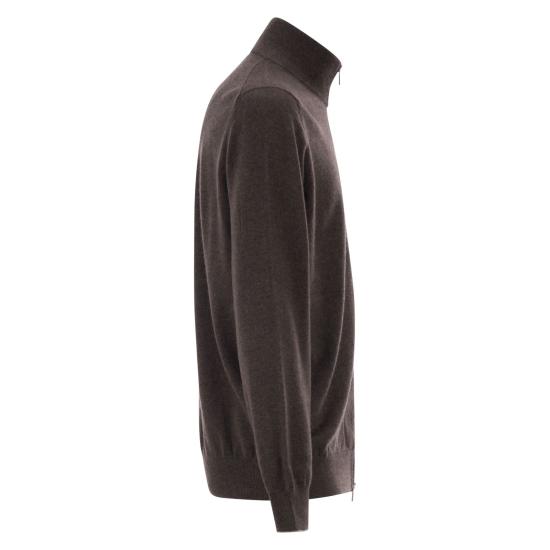  브루넬로 쿠치넬리 캐시미어 하이넥 집업 가디건 M2200106 DARK BROWN - BRUNELLO CUCINELLI
