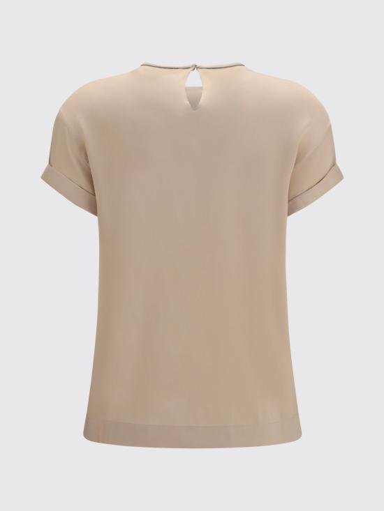 26SS 브루넬로 쿠치넬리 실크 크루넥 탑 M0C59DE310 C9643 Sand - BRUNELLO CUCINELLI