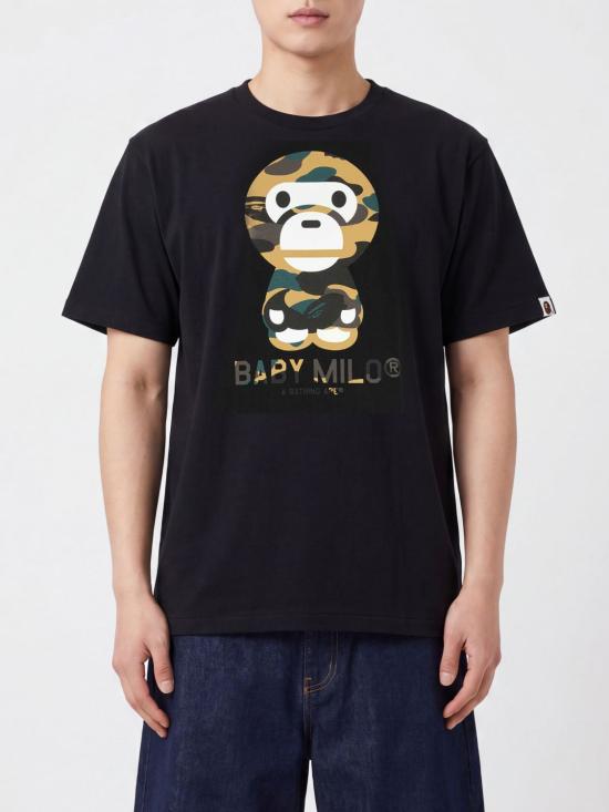 26SS 베이프 반팔 티셔츠 002TEM301006M BLACKXYELLOW