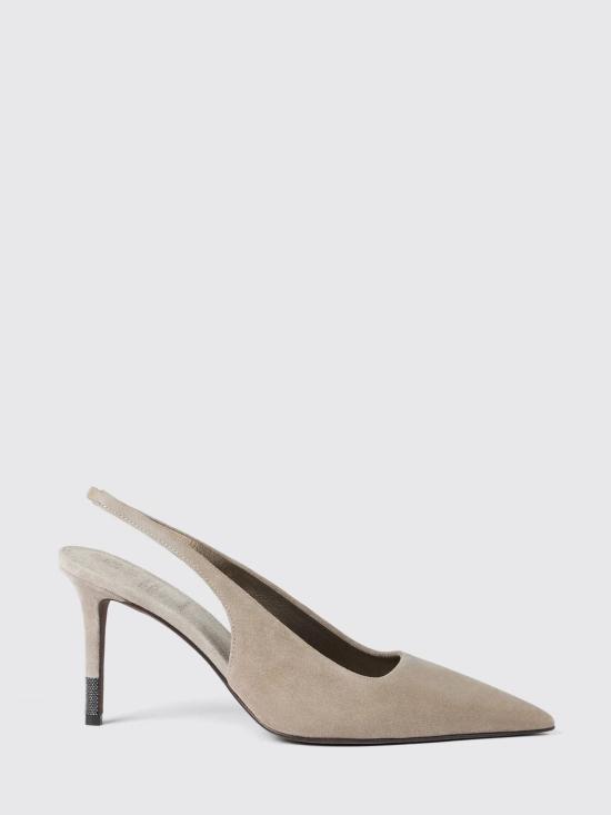 26SS 브루넬로 쿠치넬리 모닐리 스웨이드 슬링백 힐 MZSFC3256 C5859 Beige