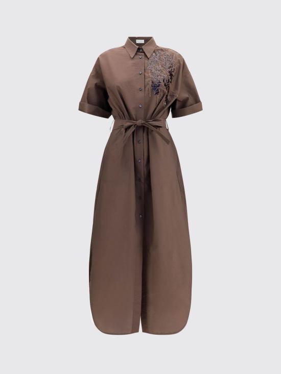 26SS 브루넬로 쿠치넬리 롱 원피스 M0F79A5465 C8589 Brown - BRUNELLO CUCINELLI