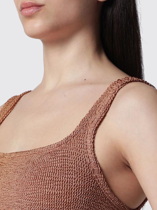 26SS 훈자 지 원피스 수영복 XANDRA METALLIC COCOA Brown - HUNZA G