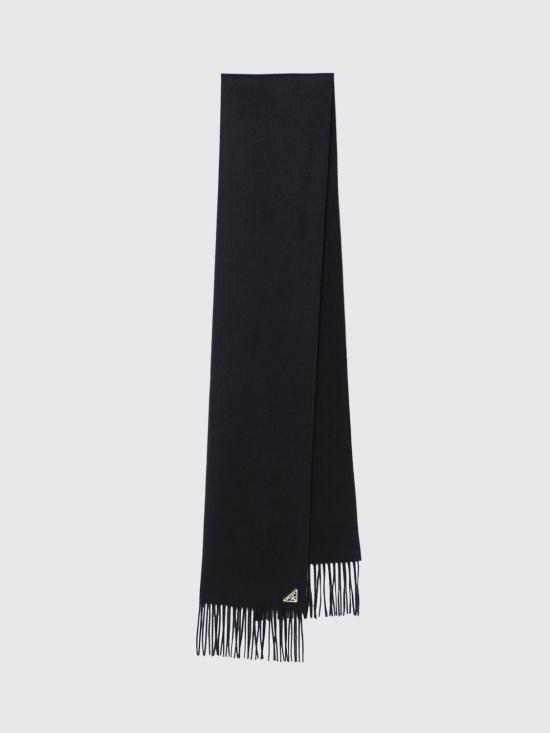 26SS 프라다 삼각 로고 실크 캐시미어 머플러 1FS0652COP F0632 Black