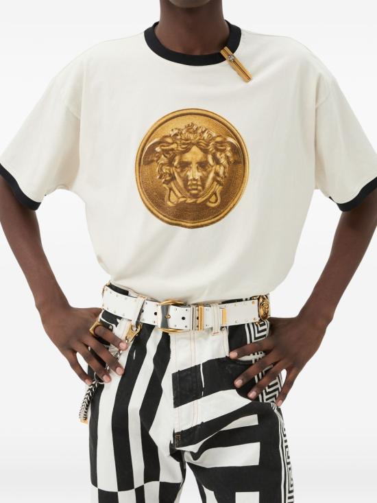 26FW 베르사체 반팔 티셔츠 10260931A18735 1W790 Dirty white - VERSACE