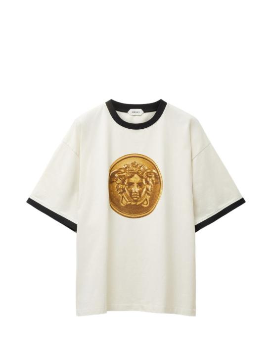 26FW 베르사체 반팔 티셔츠 10260931A18735 1W790 Dirty white