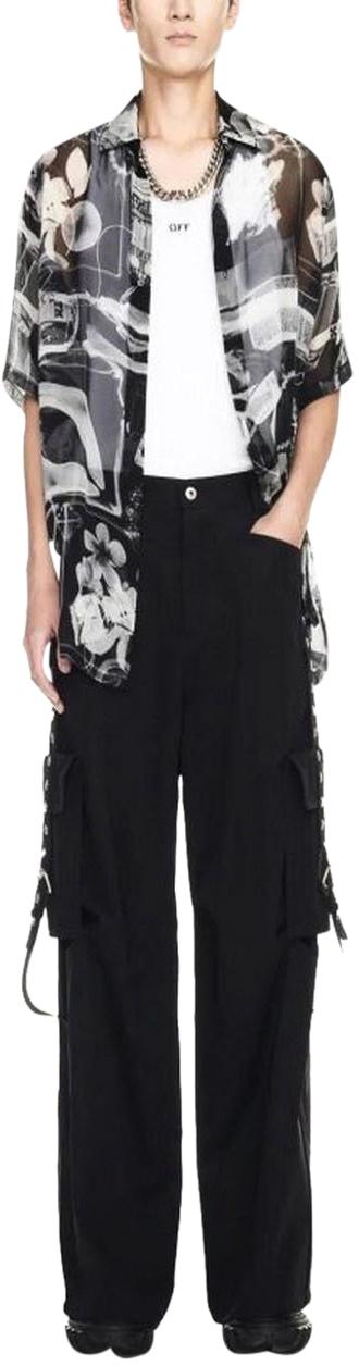  오프화이트 팬츠 OMCF040S24FAB0011000 BLACK - OFF WHITE