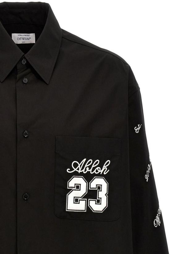  오프화이트 긴팔 셔츠 OMGE004S24FAB0021001 BLACK - OFF WHITE
