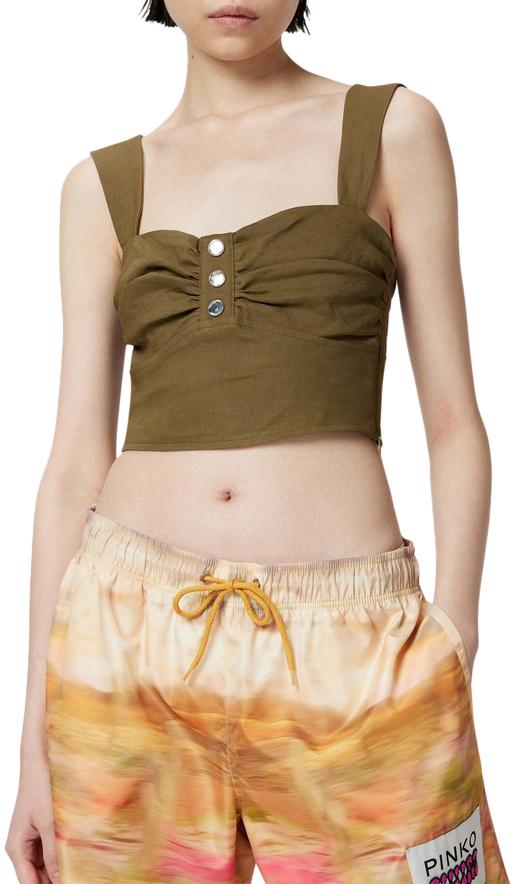 25SS 핑코 민소매 티셔츠 104885A0IMX26 GREEN - PINKO