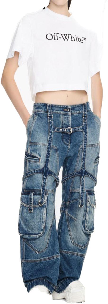  오프화이트 데님 팬츠 OWYB018C99DEN0014500 BLUE - OFF WHITE