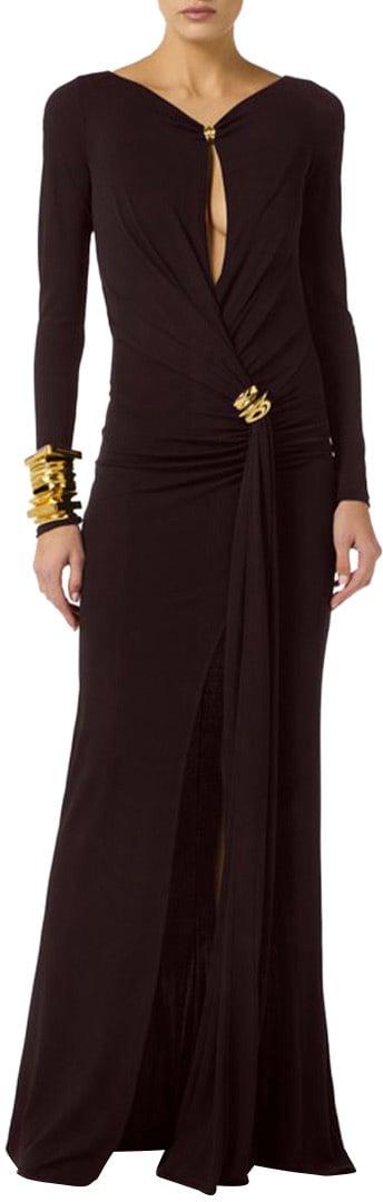 26SS 엘리자베타프랜치 롱 원피스 ABR1461E2WV9 BROWN - ELISABETTA FRANCHI