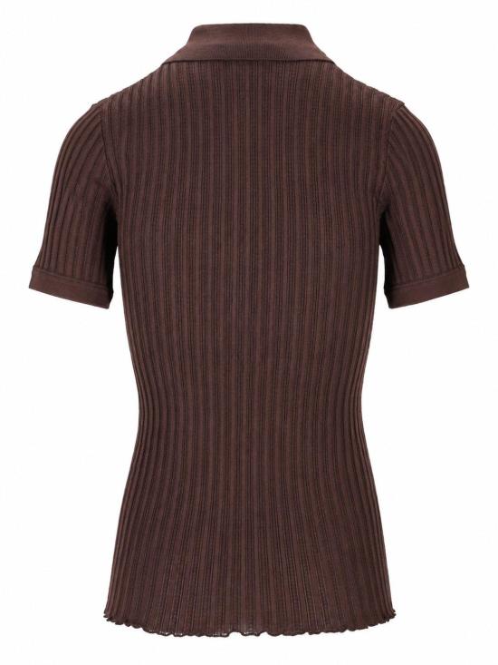 26FW 미우미우 포인텔 디테일 실크 니트 폴로 셔츠 MML06USOOO191X F0324 CACAO - MIU MIU
