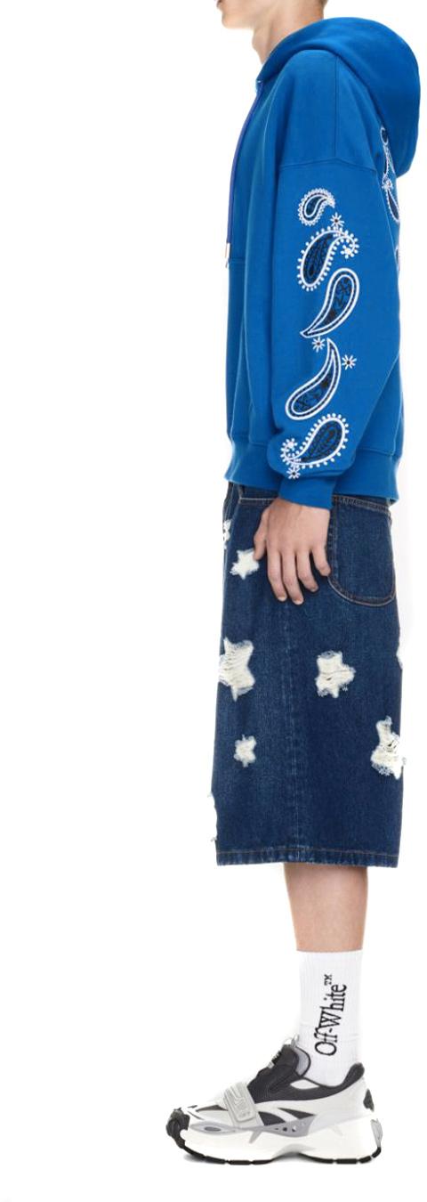  오프화이트 후드 티셔츠 OMBB085S24FLE0034601 BLUE - OFF WHITE