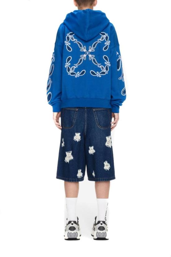  오프화이트 후드 티셔츠 OMBB085S24FLE0034601 BLUE - OFF WHITE