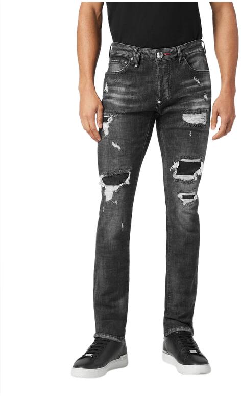 25SS 필립 플레인 데님 팬츠 SAECMDT4006PDE004N02RX BLACK - PHILIPP PLEIN