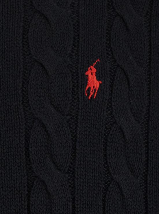 26FW 폴로 랄프로렌 로고 자수 케이블 니트 스웨터 710775885012 Black - POLO RALPH LAUREN
