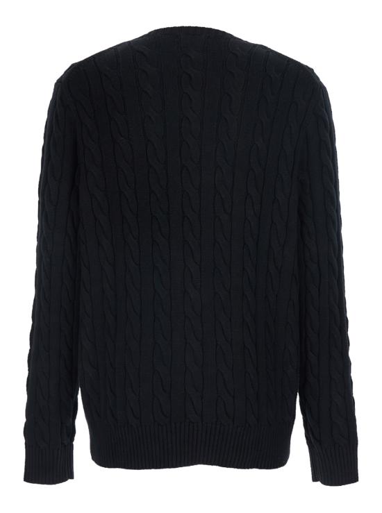 26FW 폴로 랄프로렌 로고 자수 케이블 니트 스웨터 710775885012 Black - POLO RALPH LAUREN