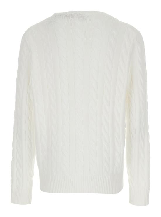26FW 폴로 랄프로렌 로고 자수 케이블 니트 스웨터 710775885033 White - POLO RALPH LAUREN